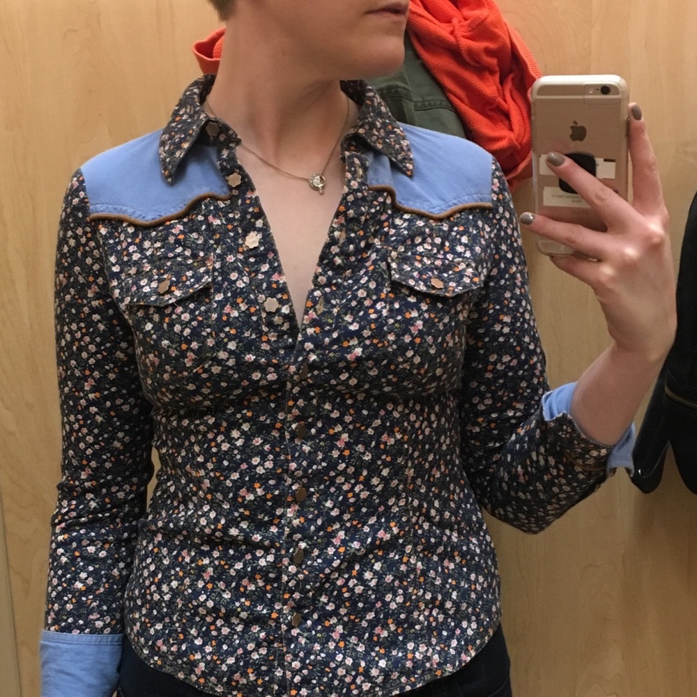 ISO- Floral and denim western shirt by ONLY
